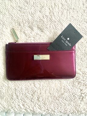 KATE SPADE WALLET PATENT LEATHER RASPBERRY